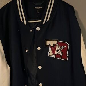 True Religion Blue Bomber Varsity Jacket